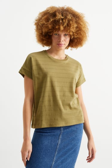 Femmes - T-shirt - à rayures - vert