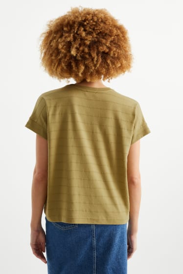 Women - T-shirt - striped - green