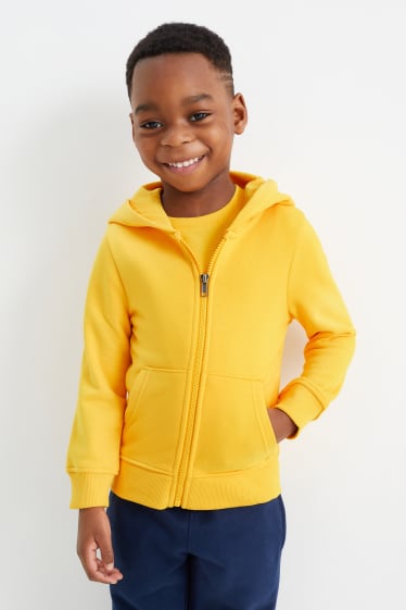 Dzieci - Rozpinana bluza z kapturem - żółty