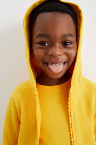Dětské - Tepláková bunda s kapucí - žlutá