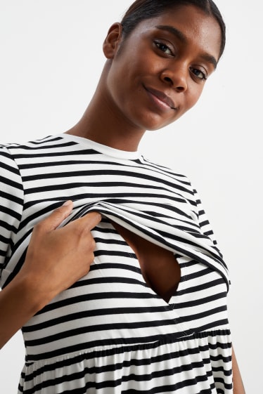 Donna - Vestito per allattamento - a righe - nero / bianco