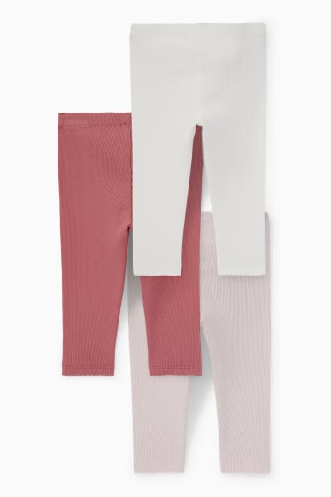 Neonati - Confezione da 3 - leggings neonati - bianco / rosa
