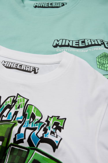 Enfants - Lot de 2 - Minecraft - T-shirt - vert menthe