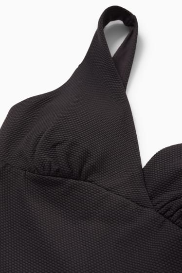 Dámské - Těhotenské jednodílné dámské plavky s řasením - s vycpávkami  - černá