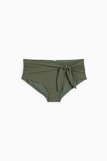 Damen - Bikini-Hose mit Knotendetail - High Waist - LYCRA® XTRA LIFE™ - dunkelgrün