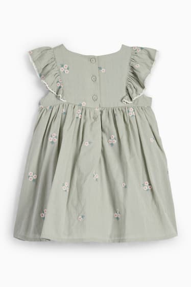 Niemowlęta - Sukienka niemowlęca - w kwiaty - miętowa zieleń