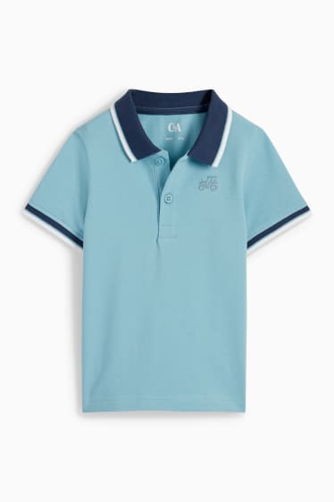 Kinderen - Tractor - poloshirt - turquoise