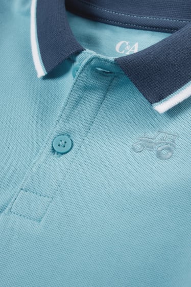 Kinderen - Tractor - poloshirt - turquoise