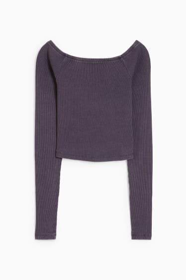 Dámské - CLOCKHOUSE - krátké tričko s dlouhým rukávem - fialová