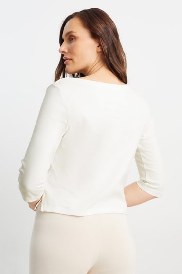 Mujer - Camiseta de manga larga - blanco roto