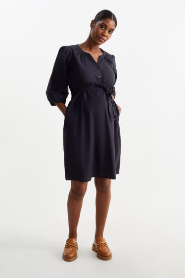 Mujer - Vestido camisero de lactancia - azul oscuro