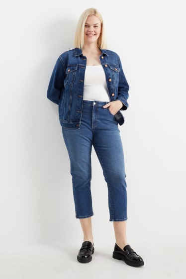 Femei - Jeans capri - talie medie - slim fit - denim-albastru