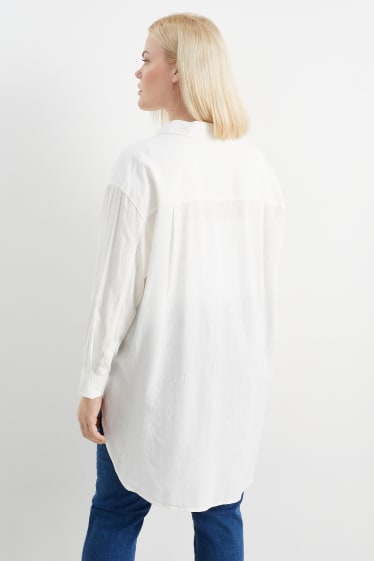 Femei - Bluză - amestec de in - alb-crem