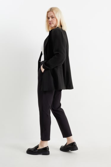 Femmes - Pantalon en toile - mid waist - straight fit - noir