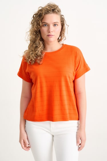 Donna - T-shirt - a righe - arancione