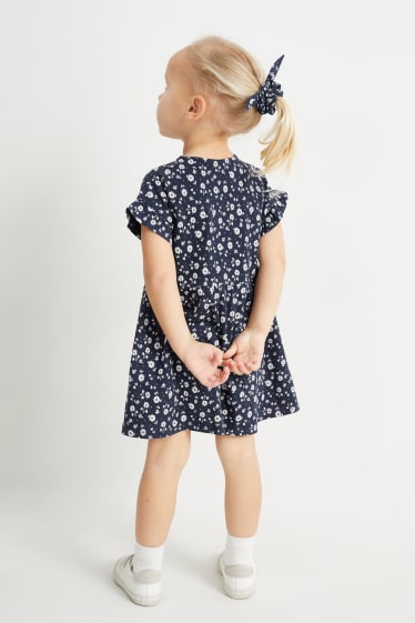 Bambini - Set - vestito ed elastico - 2 pezzi - a fiori - blu scuro