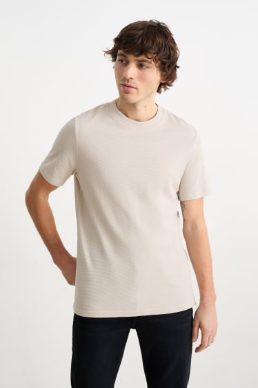 Hommes - T-shirt - texturée - beige clair
