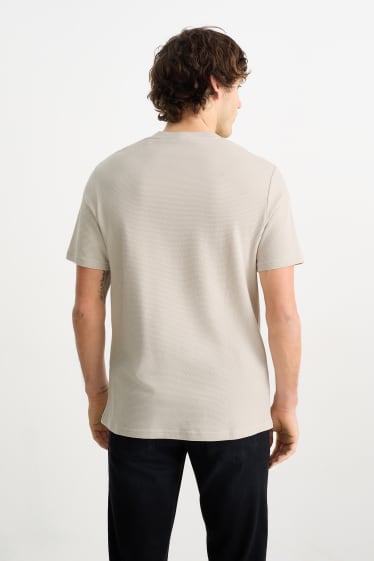 Herren - T-Shirt - strukturiert - hellbeige