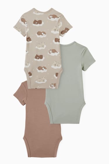Babies - Multipack of 3 - animals - baby bodysuit - mint green