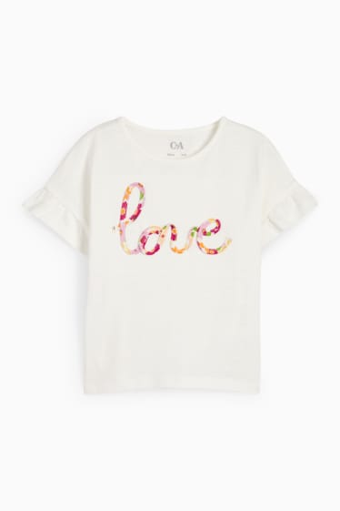 Kinder - Love - Kurzarmshirt - cremeweiss