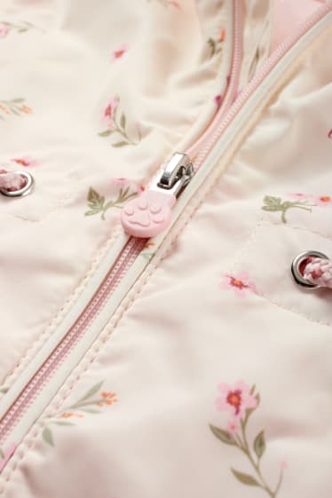 Miminka - Bunda s kapucí pro miminka - s výplní - s květinovým vzorem - krémově bílá