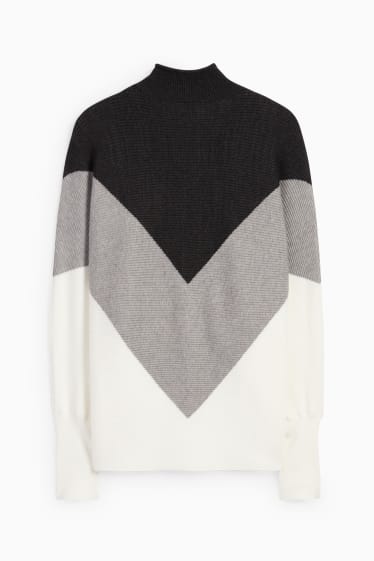 Mujer - Jersey de cuello alto - negro / blanco