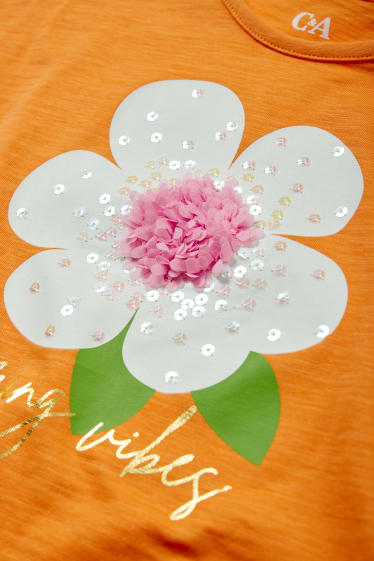 Copii - Floare - tricou cu mânecă scurtă - portocaliu