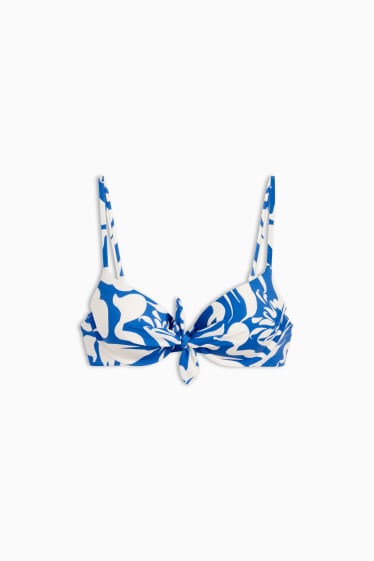 Damen - Bikini-Top mit Bügel - wattiert - LYCRA® XTRA LIFE™ - blau / weiß