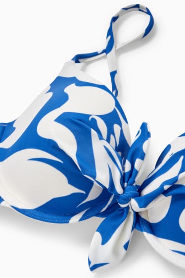 Damen - Bikini-Top mit Bügel - wattiert - LYCRA® XTRA LIFE™ - blau / weiß