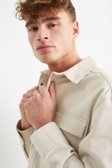 Men - Shirt - regular fit - kent collar - light beige