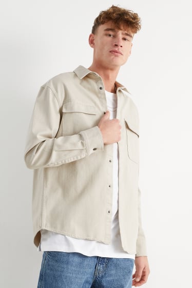 Hommes - Chemise - relaxed fit - col kent - beige clair