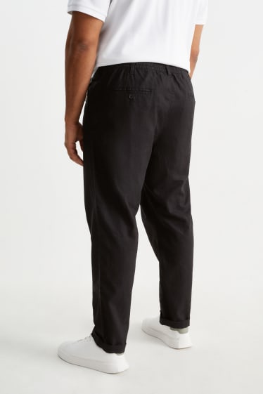 Bărbați - Chino - tapered fit - amestec de in - negru