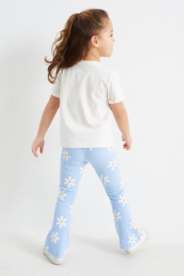 Kinderen - Lente - set - 2 T-shirts en flared legging - crème wit