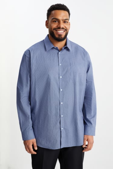 Heren - Business-overhemd - regular fit - kent - minimalistische opdruk - blauw