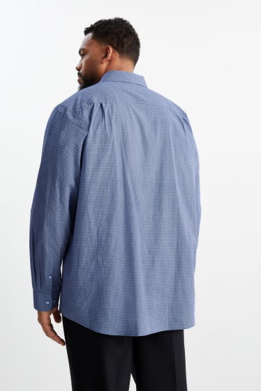 Heren - Business-overhemd - regular fit - kent - minimalistische opdruk - blauw