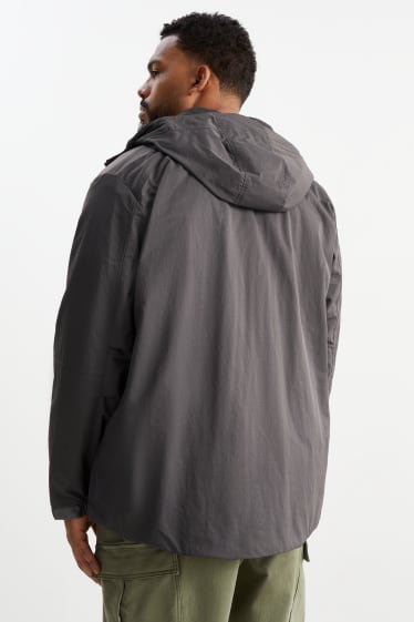 Hombre - Chaqueta con capucha - hidrófuga - gris oscuro