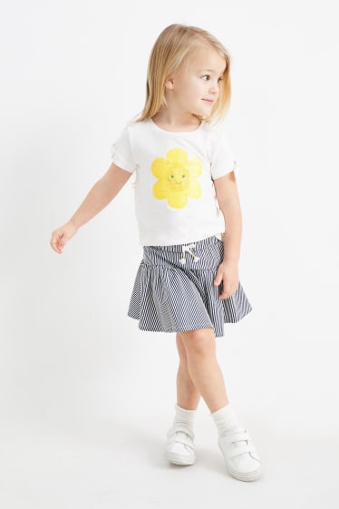 Kinder - Blume - Set - Kurzarmshirt und Rock - 2 teilig - cremeweiß