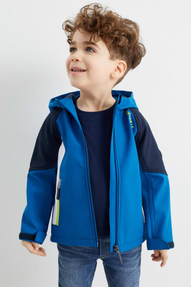 Children Boys - Softshell jacket with hood - waterproof - blue