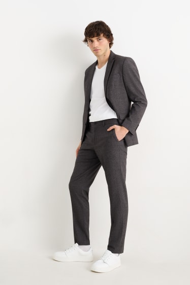 Hommes - Pantalon de costume - slim fit - Flex - LYCRA® - texturé - gris foncé