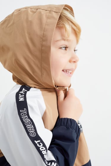 Kinder - Jacke mit Kapuze - wasserabweisend - gefüttert - hellbraun