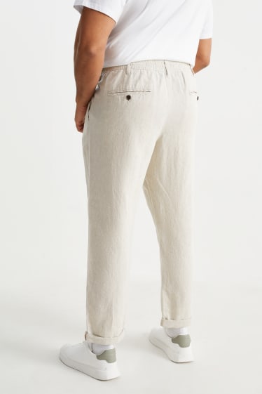 Bărbați - Chino - Tapered Fit - Leinen-Mix - bej deschis