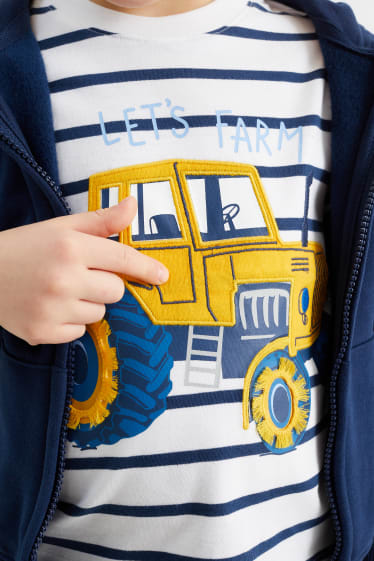 Children - Multipack of 3 - digger and tractor- short sleeve T-shirt - blue / gray