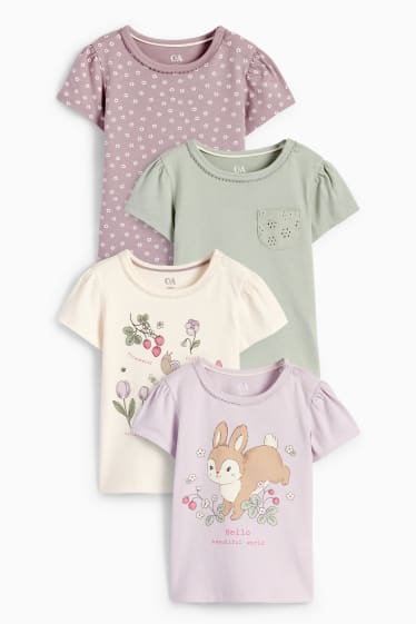 Babys - Set van 4 - lente - baby-T-shirt - lichtpaars