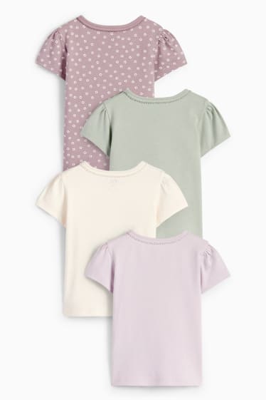 Babys - Set van 4 - lente - baby-T-shirt - lichtpaars