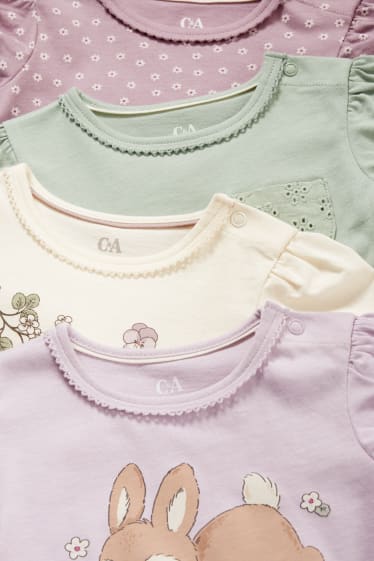 Babys - Set van 4 - lente - baby-T-shirt - lichtpaars