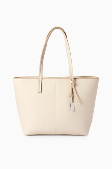 Damen - Shopper - Lederimitat - hellbeige