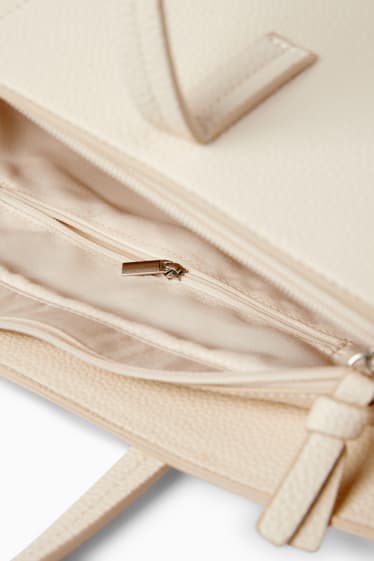 Damen - Shopper - Lederimitat - hellbeige
