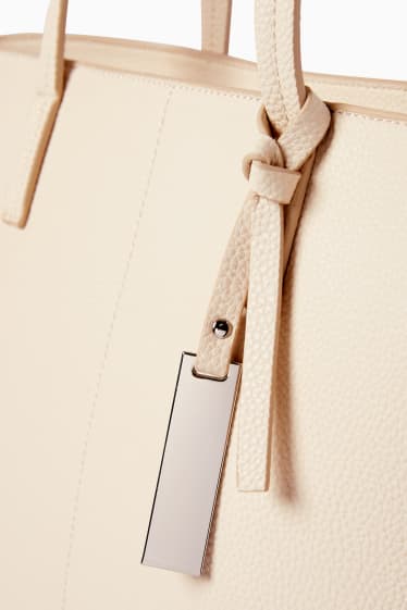 Damen - Shopper - Lederimitat - hellbeige