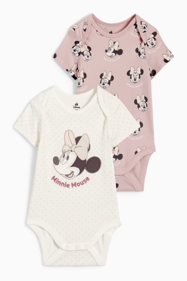 Babys - Set van 2 - Minnie Mouse - rompertje - crème wit