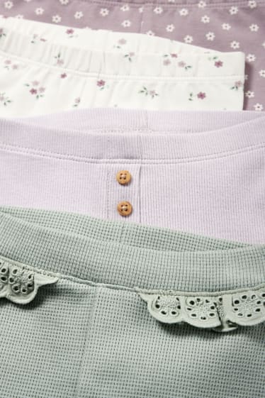Bébés - Lot de 4 - leggings pour bébé - à fleurs - violet clair